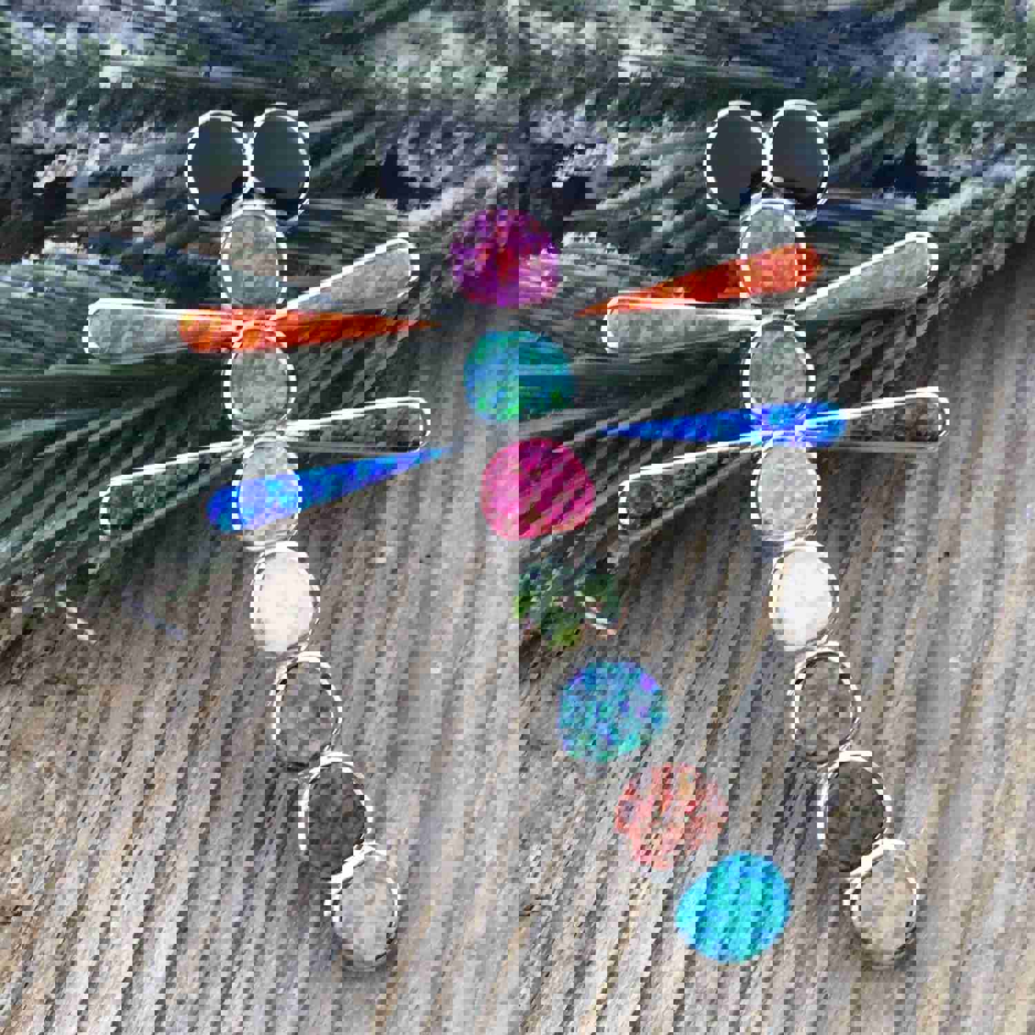 Navajo Sterling Silver & Multi Color Opal Stone Dragonfly Pendant Pin