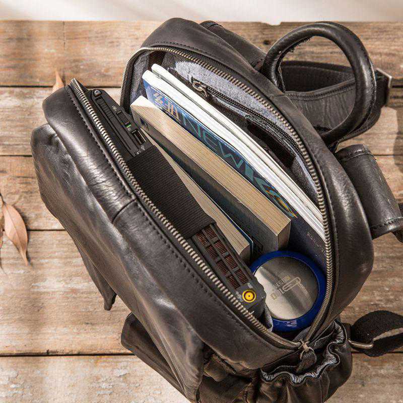 Cool Mens Leather Backpacks Black Travel Backpacks Laptop Backpack