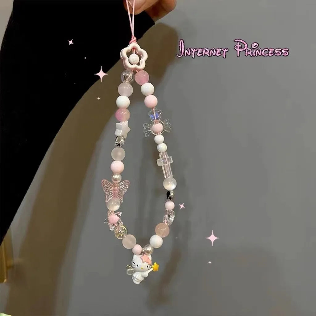 Kawaii Anime Hello Kitty Creative Bow Love Phone Chain Pendant