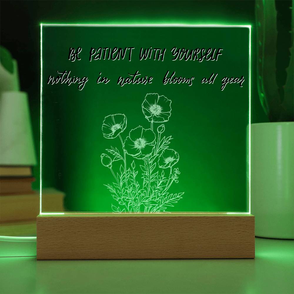 Be Patient - Motivational Acrylic with LED Night Light - Inspirational Home Decor