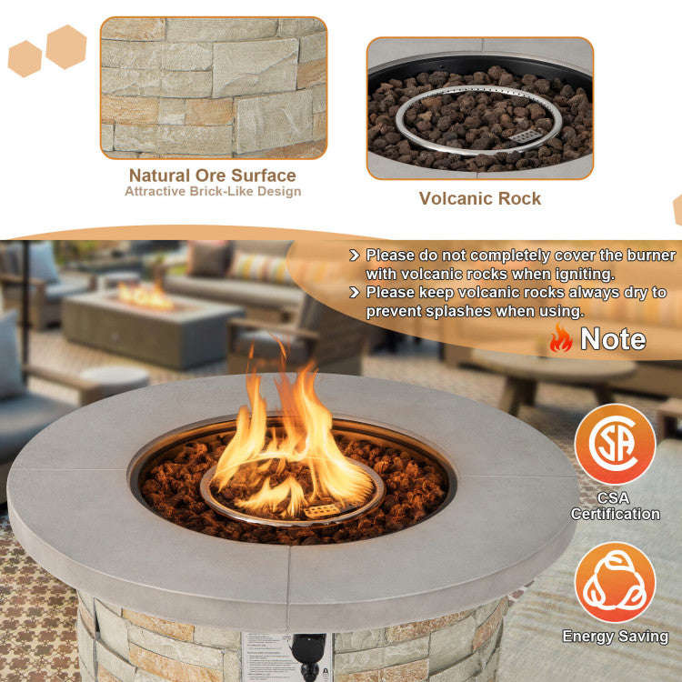 50000 BTU Outdoor 2-in-1 Propane Gas Fire Pit Table with Lava Rock and PVC Cover