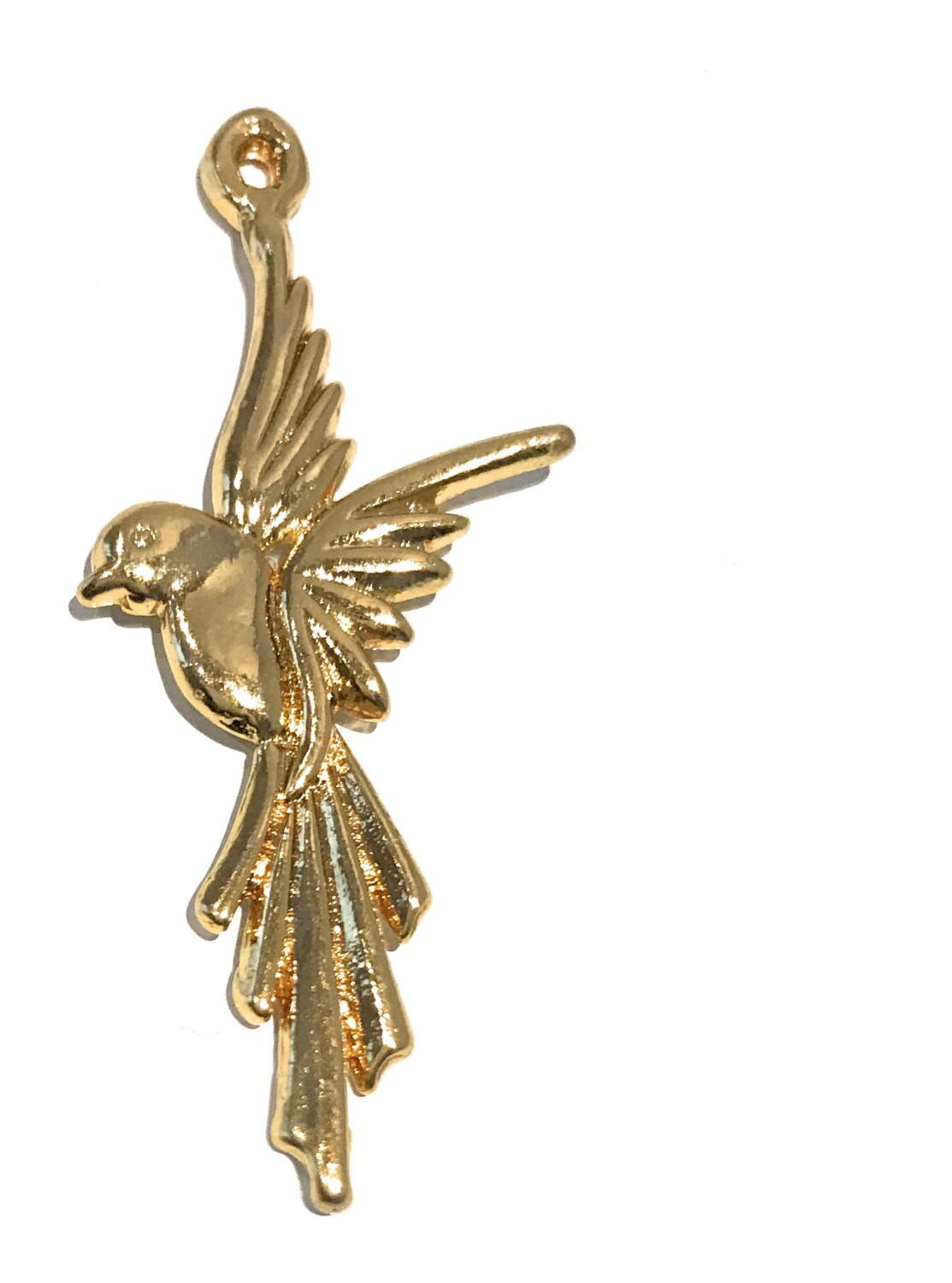 24K Gold Plated Sterling Silver Flying Bird Charm Pair for Jewelry Making