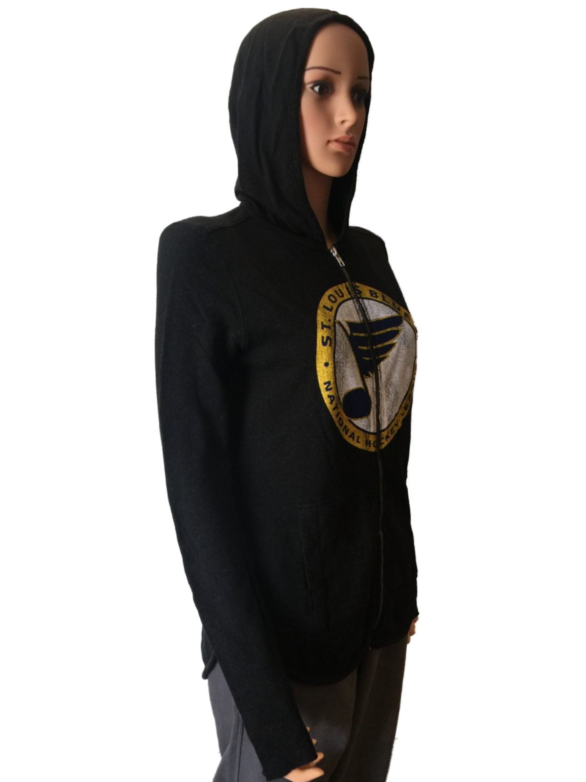 St. Louis Blues Retro Brand Women's Black Quad Blend Full Zip Hoodie Jacket