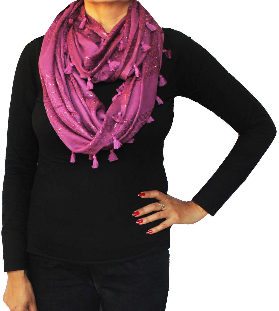 Elegant Infinity Scarf - One Circle Loop Neck Scarf for Women (Purple)