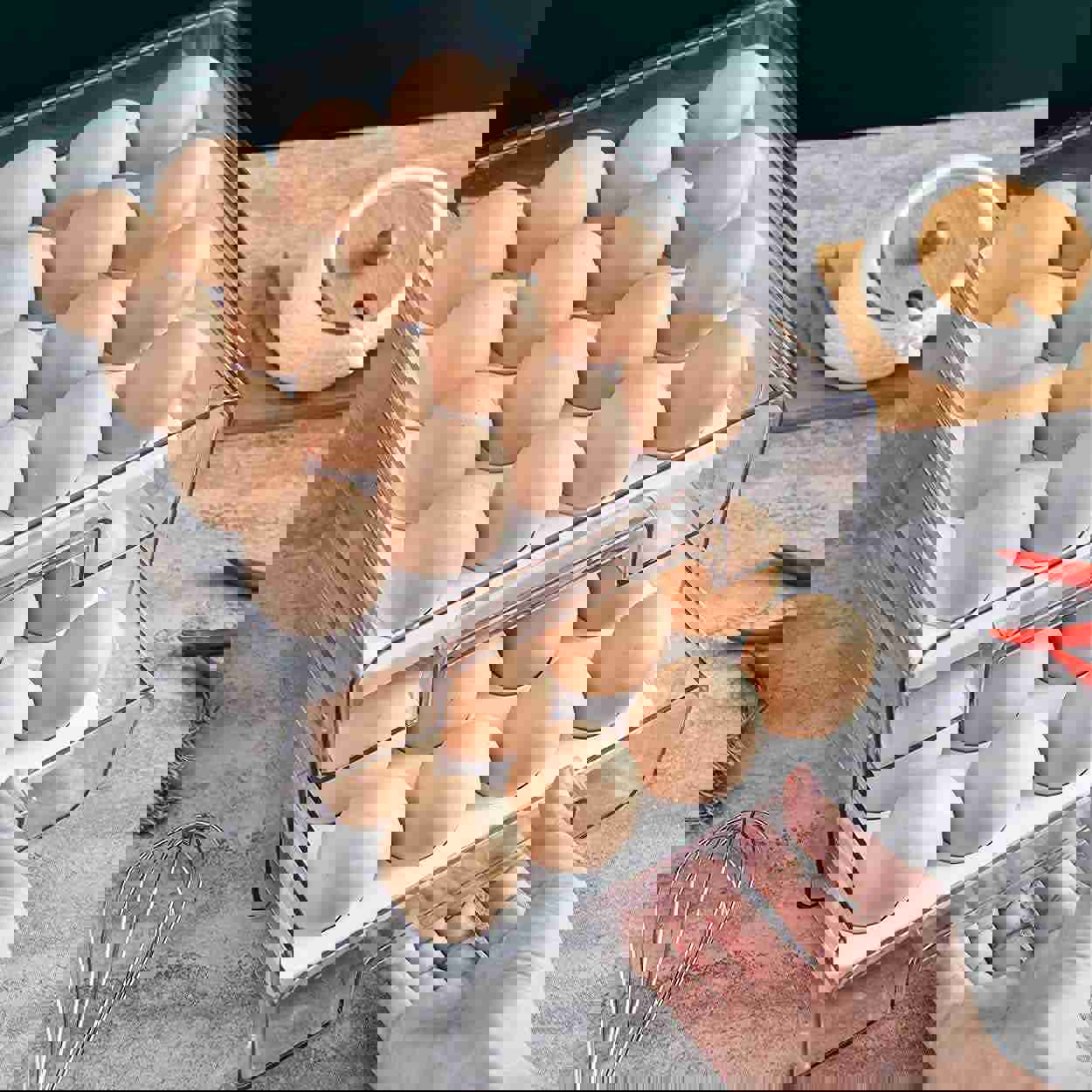 CoopBenPT 32 Grid Egg Holder for Refrigerator - Double Layer Egg Basket with Lids, Multifunctional Food Organizer