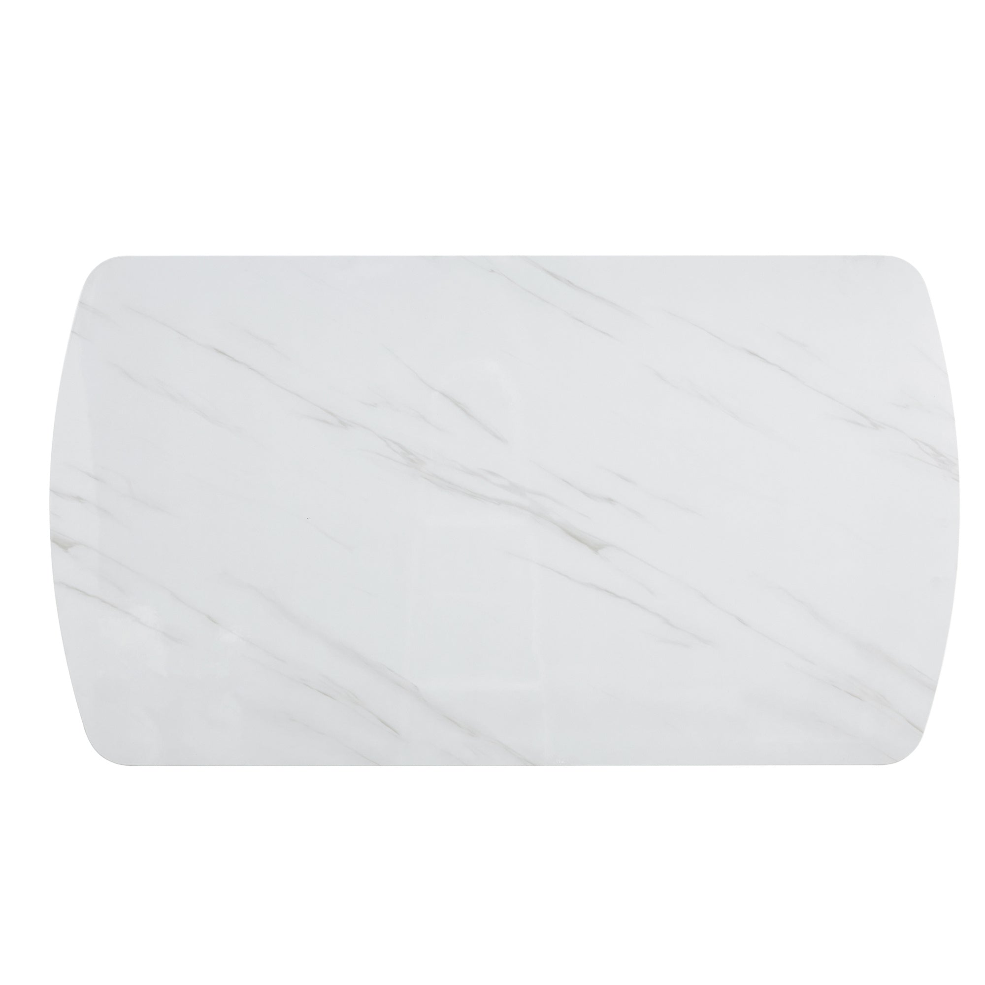 Modern Rectangular 63" Marble Dining Table with V-Shape Base