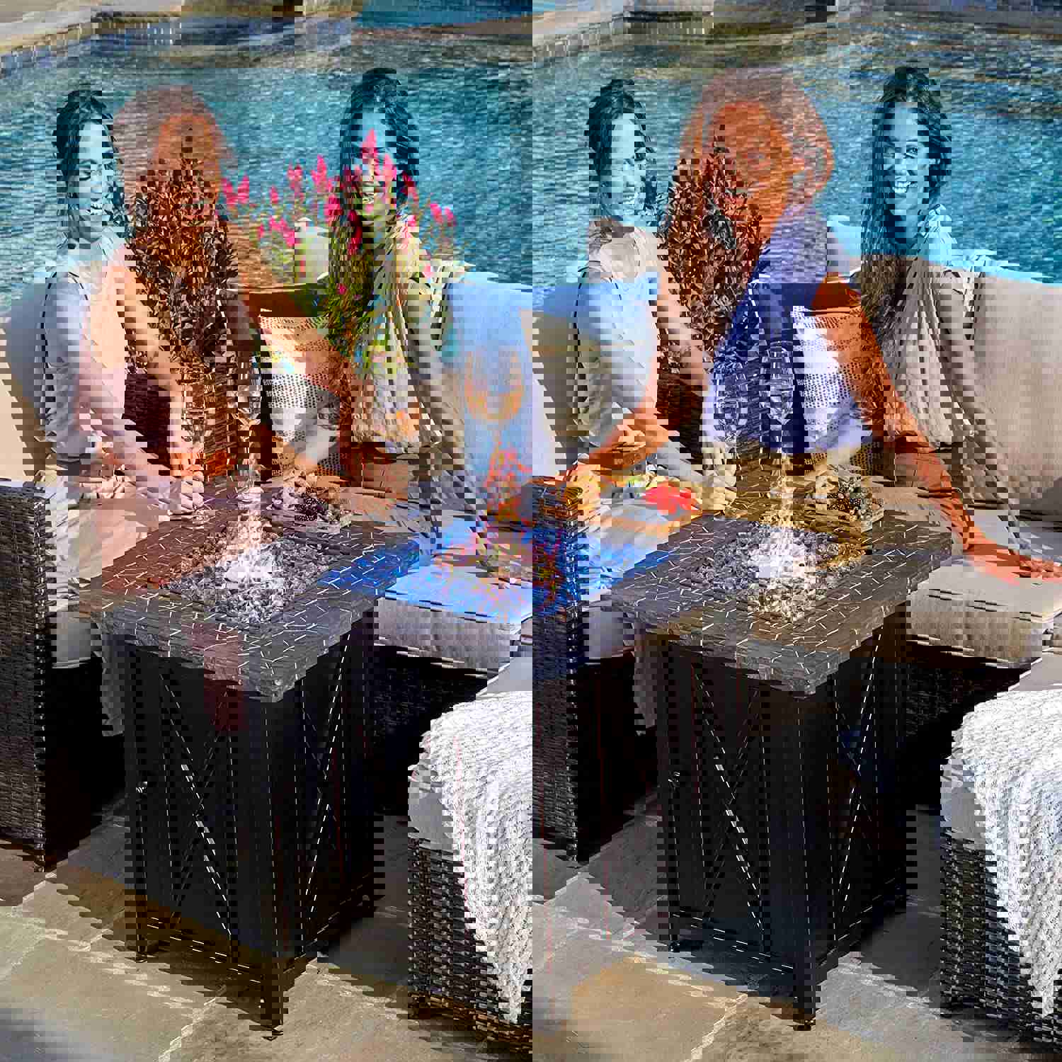 Endless Summer 30 Inch Square Propane Gas Outdoor Fire Pit Table