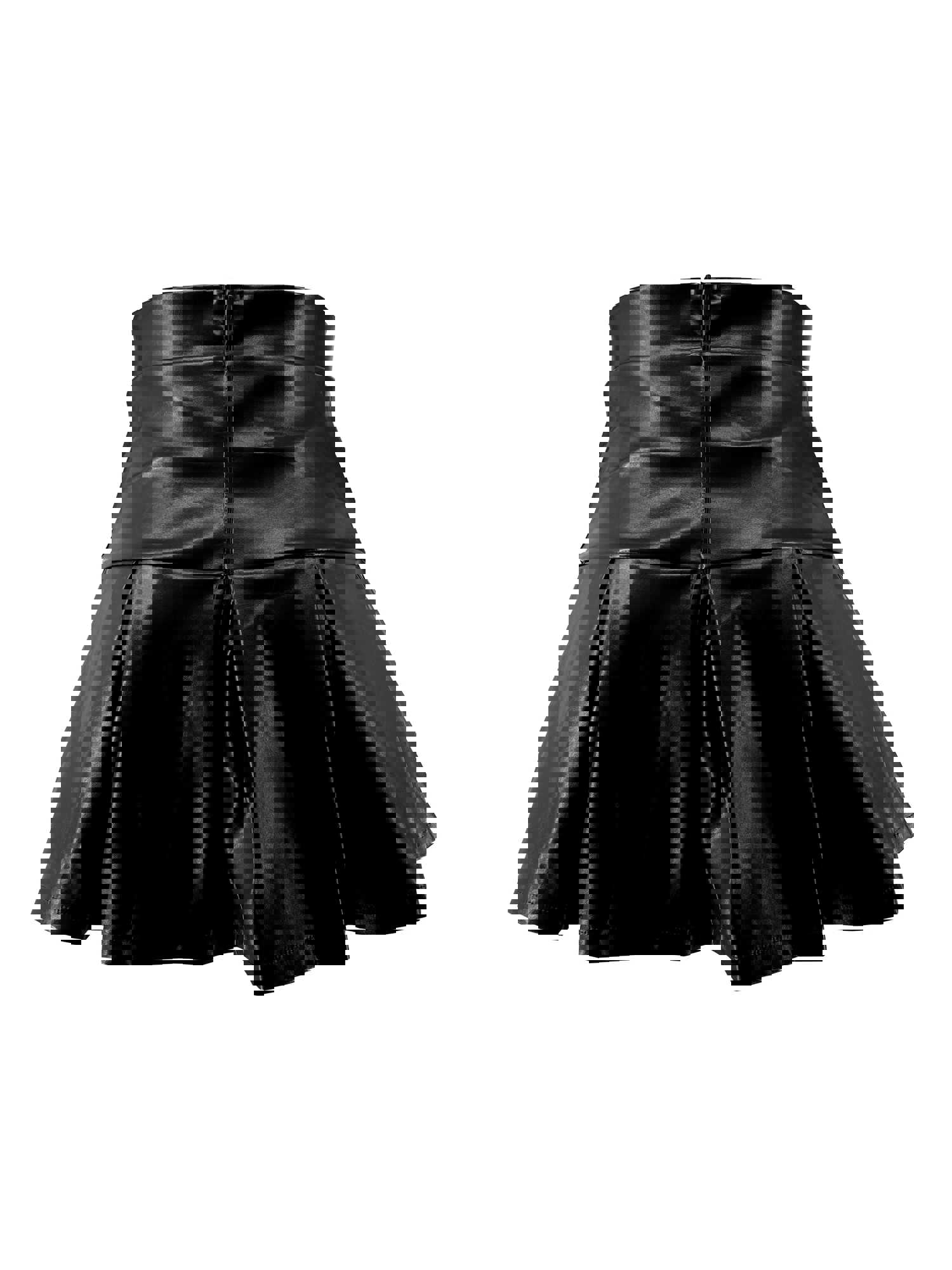 Faux Leather Ruffle Hem High Waist Skirt For Club & Party