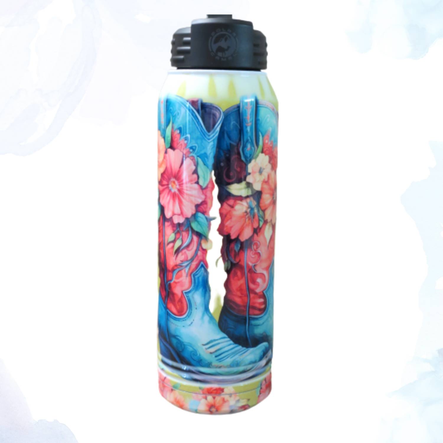30 oz. Western Floral Boots Stainless Steel Water Bottle