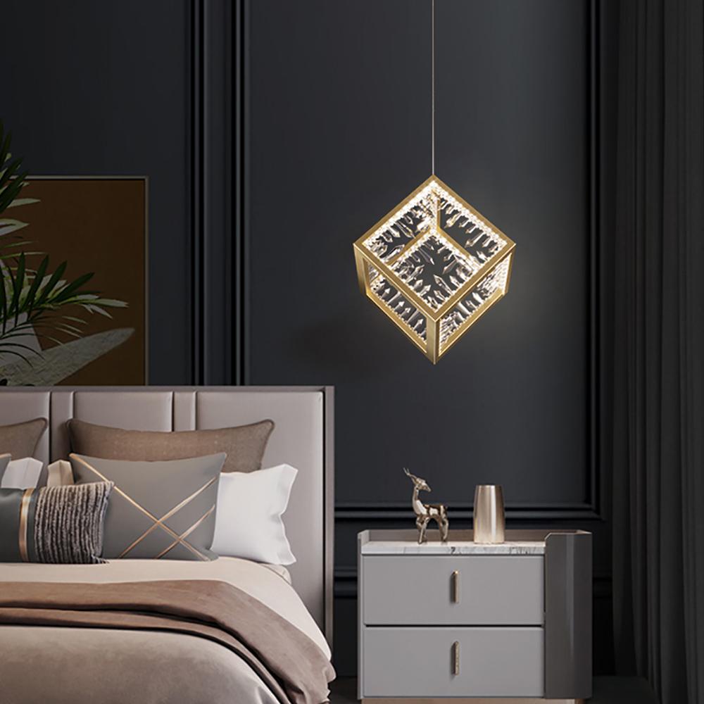 Gold Geometric Pendant Light with Crystal Accents LED 1-Light