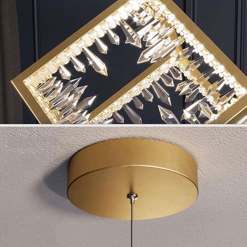 Gold Geometric Pendant Light with Crystal Accents LED 1-Light