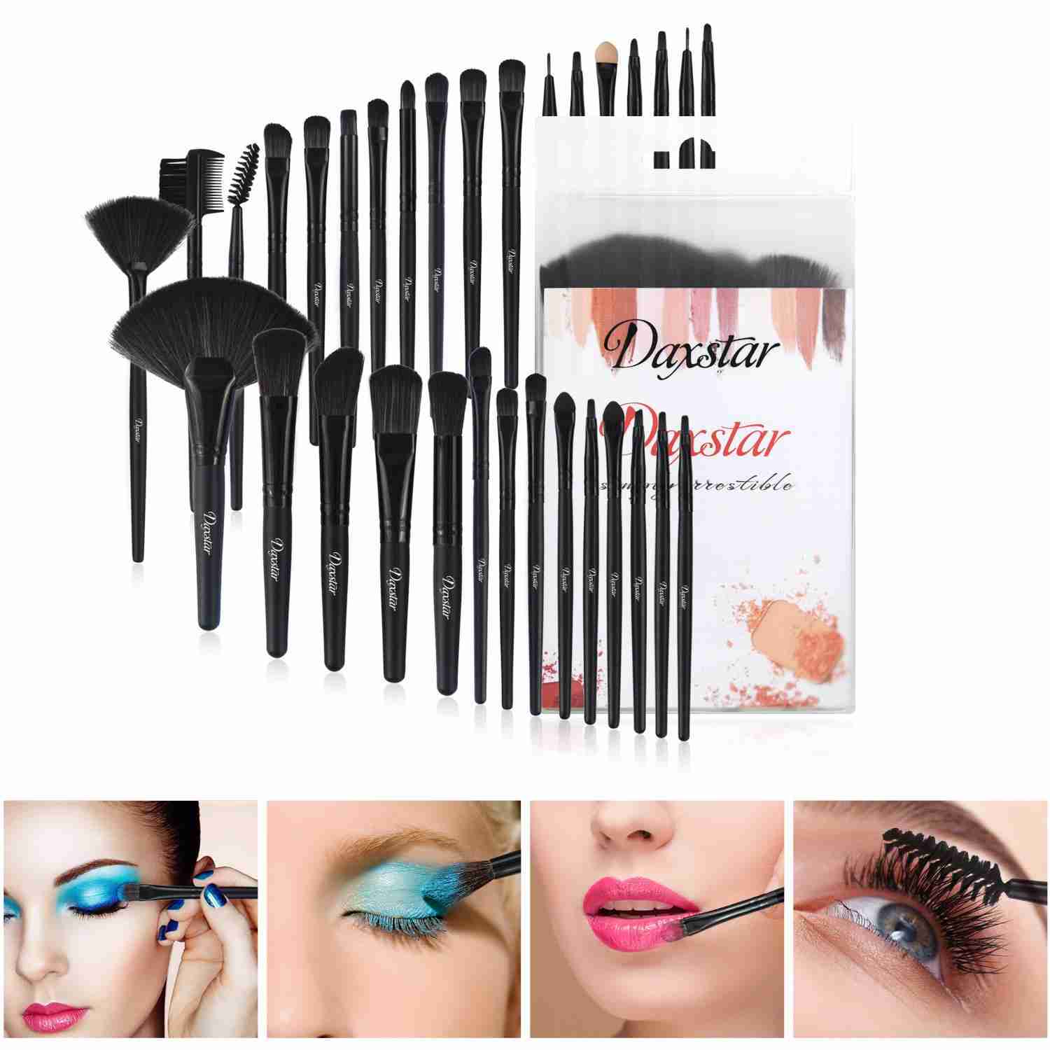 32-Piece Black Makeup Brush Set for Full Face Makeup Application