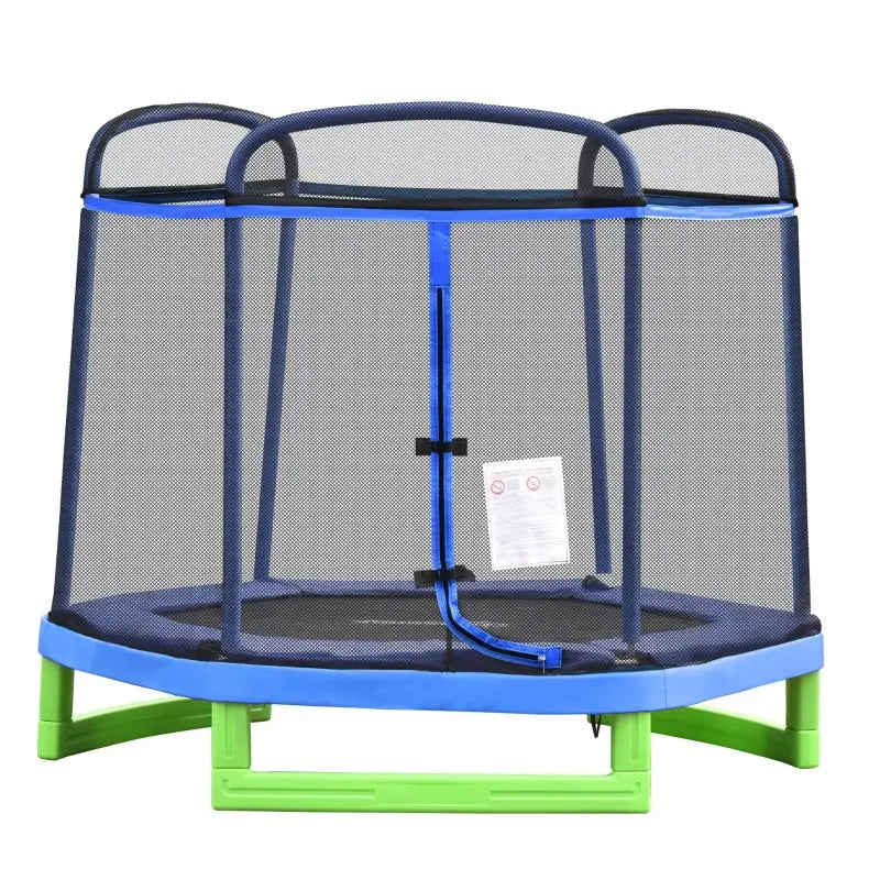 Outsunny 7FT Kids Trampoline with Safety Net Enclosure for Indoor/Outdoor Fun