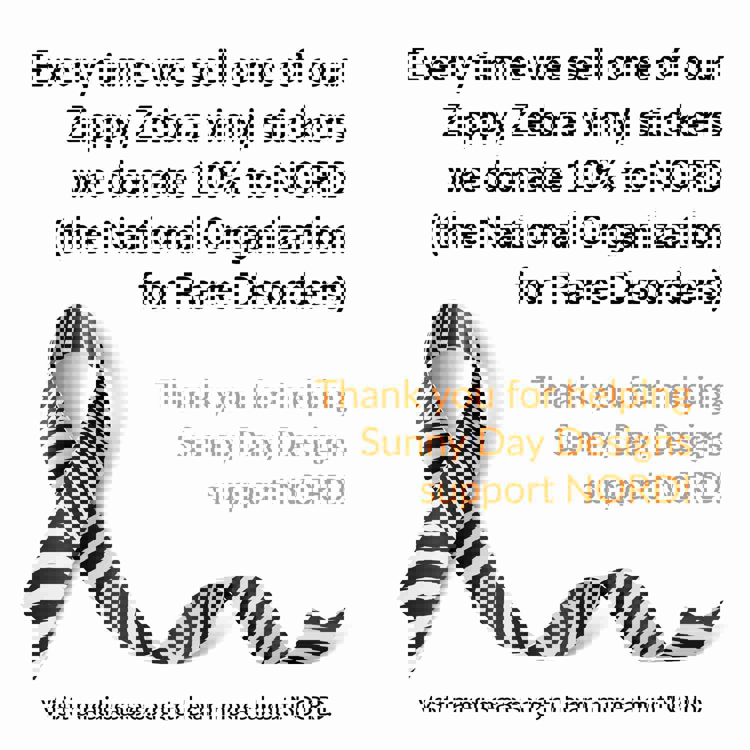 Zippy Zebra Vinyl Sticker - Waterproof & Scratch Resistant, Supports Charity