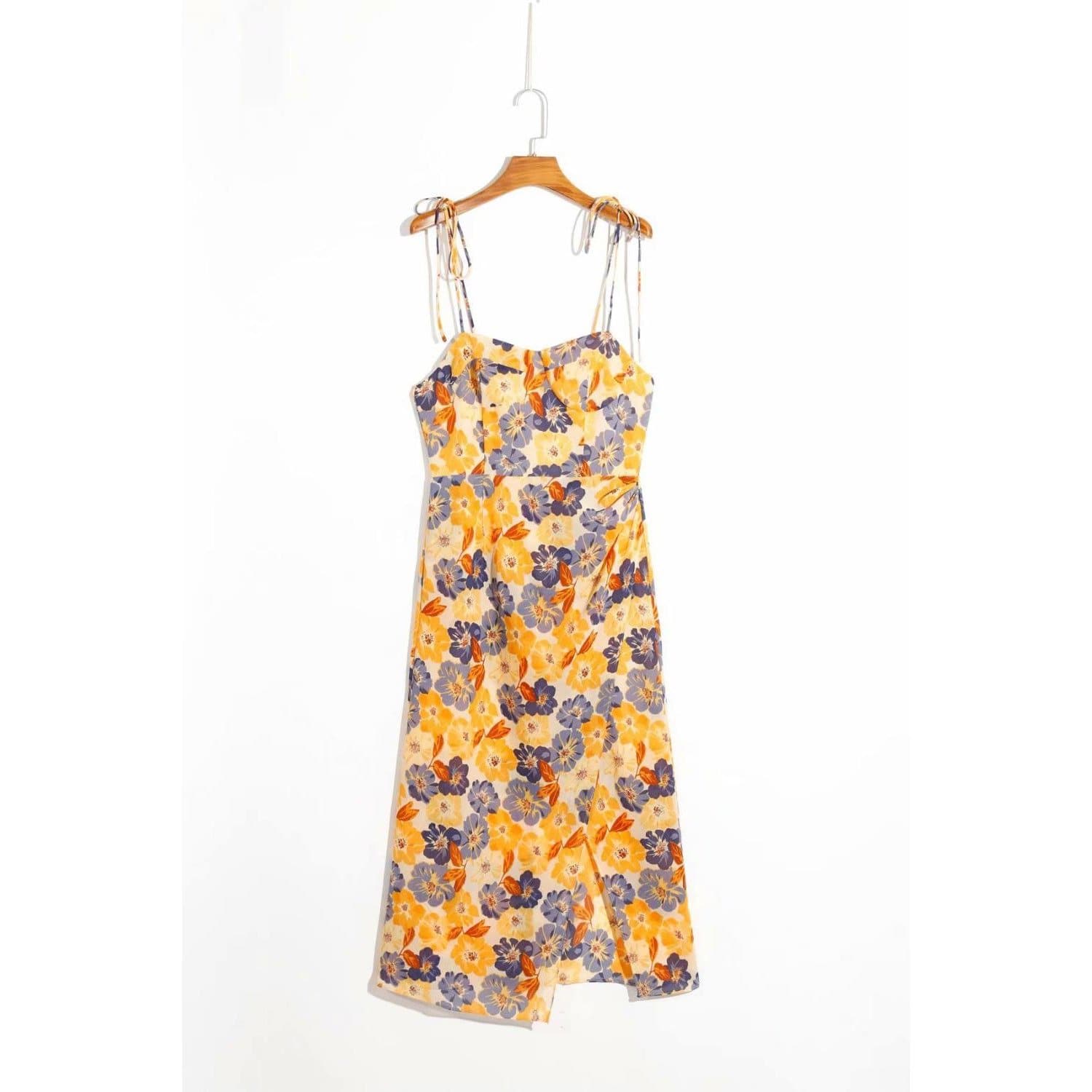 FASHION SLASH MIDI DRESS - Vintage Style Polyester Dress