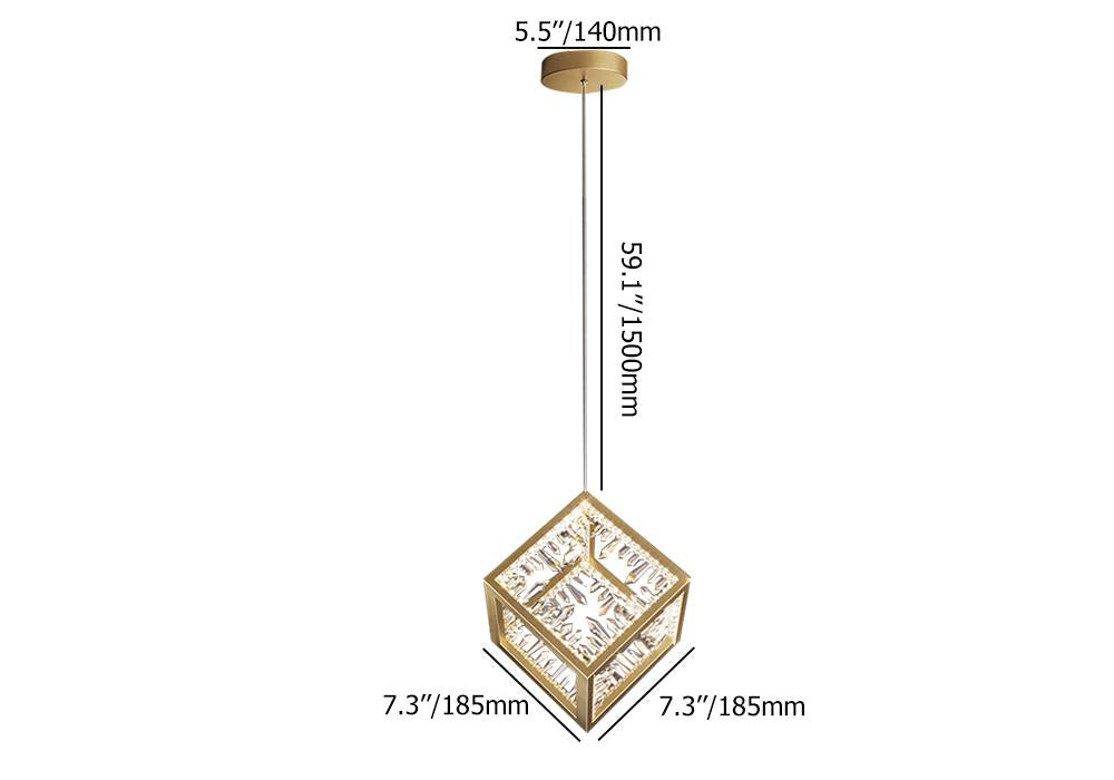 Gold Geometric Pendant Light with Crystal Accents LED 1-Light
