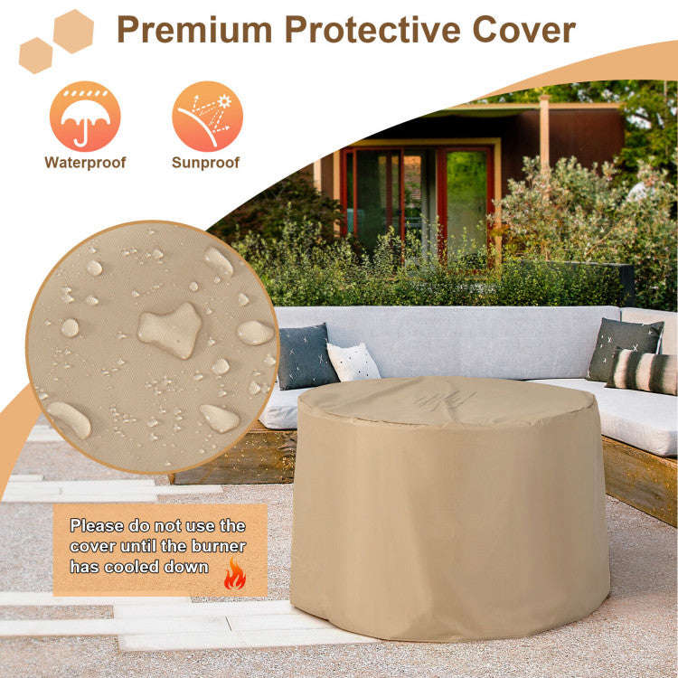 50000 BTU Outdoor 2-in-1 Propane Gas Fire Pit Table with Lava Rock and PVC Cover