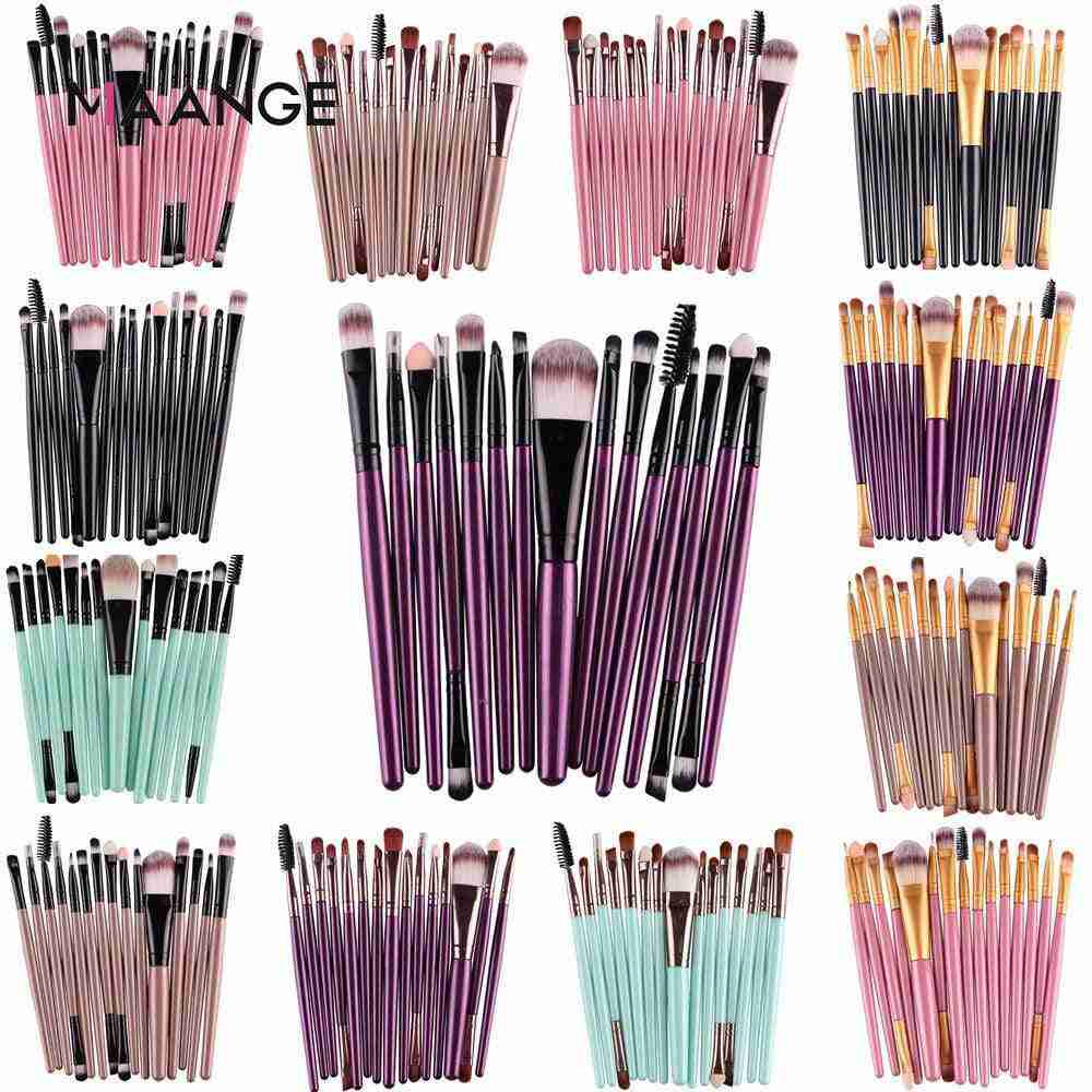 MAANGE Pro 15Pcs Makeup Brushes Set - Eye Shadow, Foundation, Powder, Eyeliner, Eyelash & Lip Makeup Brush Kit