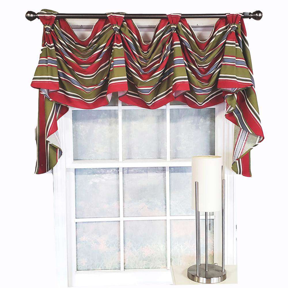 RLF Home Luxurious Modern Design Nigel Stripe Victory Swag 3-Scoop Window Valance 50 x 25