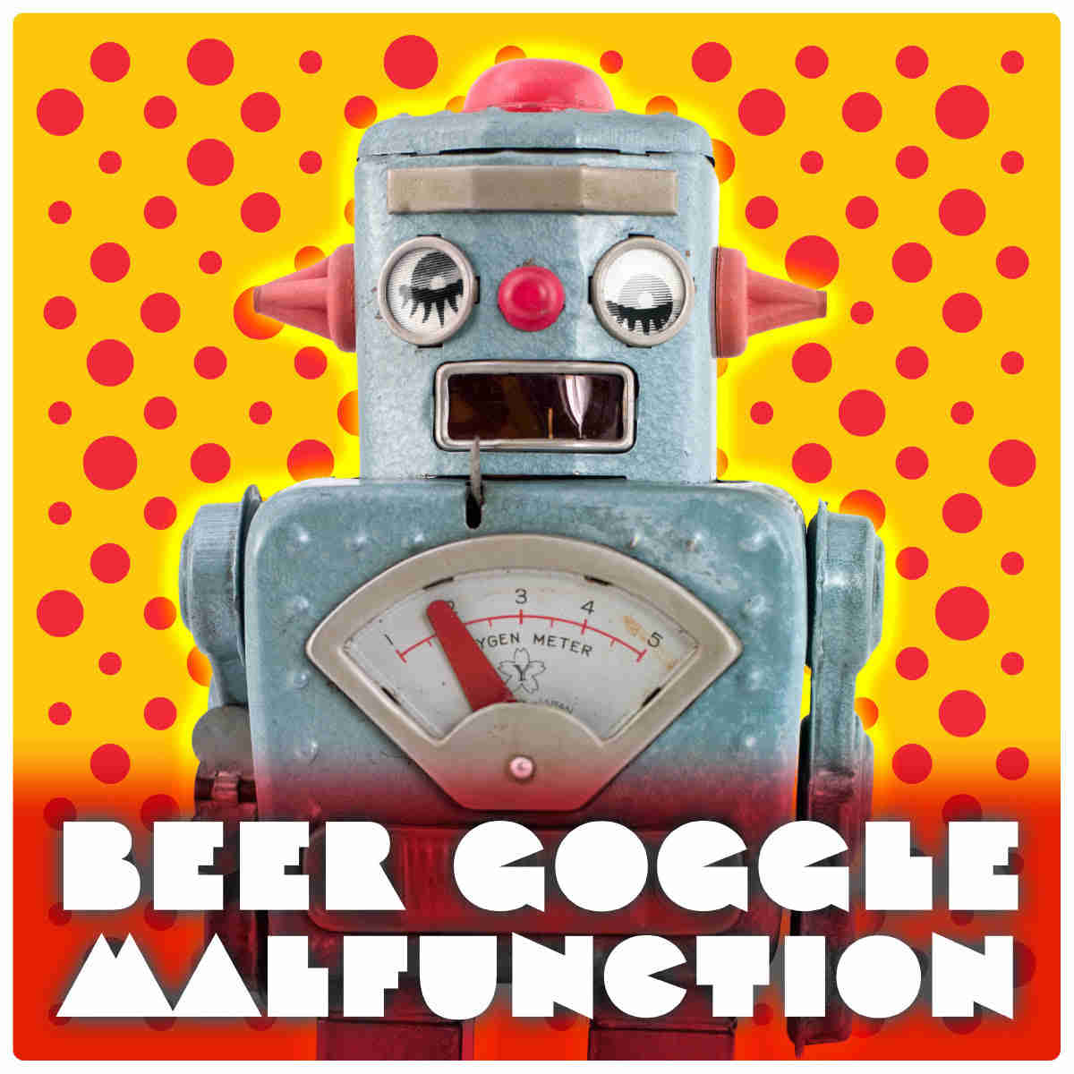 Beer Goggle Malfunction Robot Wall Decal - Fun Retro Man Cave Decor
