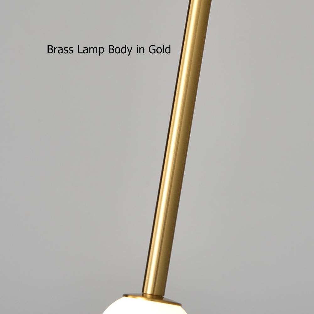 White Pendant Light Fixture LED Single Hanging Light Brass Finish