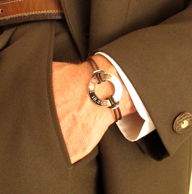 Personalized Latitude Longitude Bracelet - Custom Cuff Gift for Husband