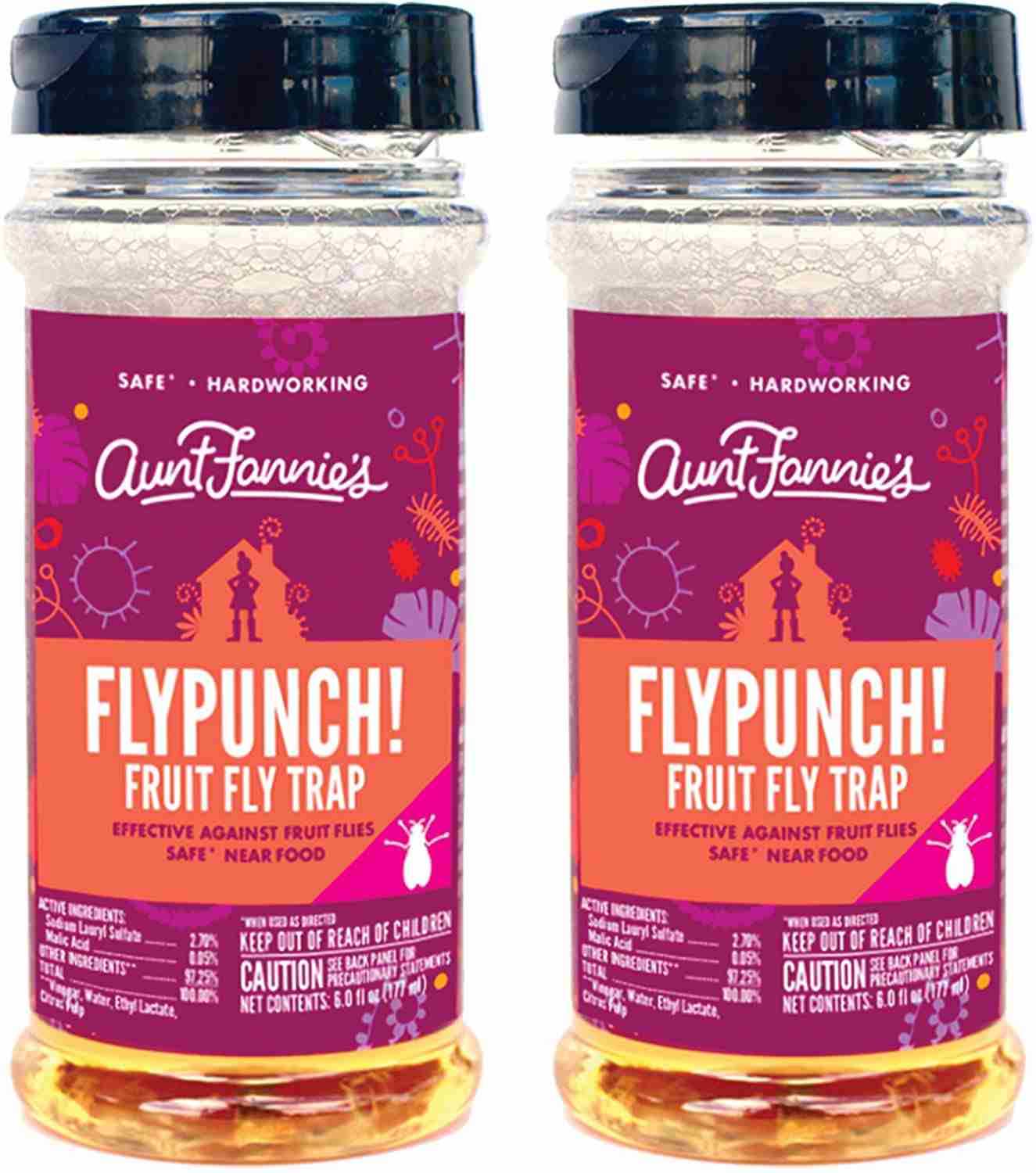 Aunt Fannies FlyPunch - Fruit Fly Trap, Safe & Effective Indoor Solution (2-Pack)