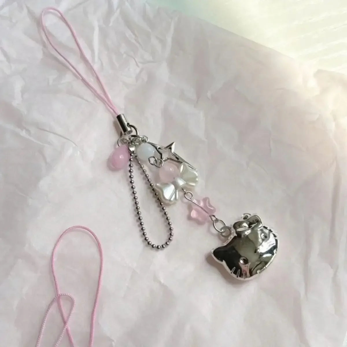 Kawaii Anime Hello Kitty Creative Bow Love Phone Chain Pendant
