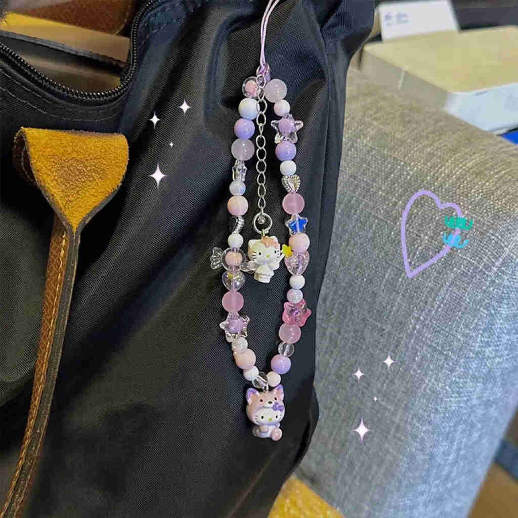 Kawaii Anime Hello Kitty Creative Bow Love Phone Chain Pendant