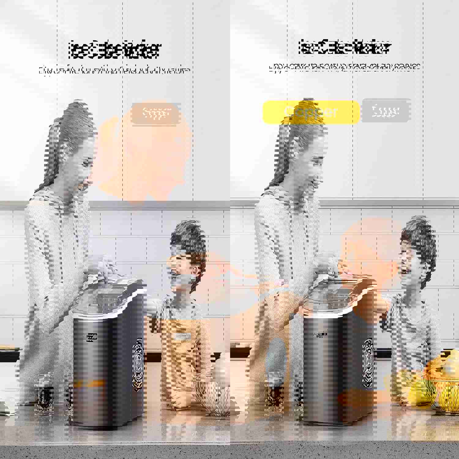 VIVOHOME Electric Portable Compact Countertop Automatic Ice Cube Maker Machine with Hand Scoop, 10 Ice Bags, and Self-Cleaning Function (27Lbs/Day)