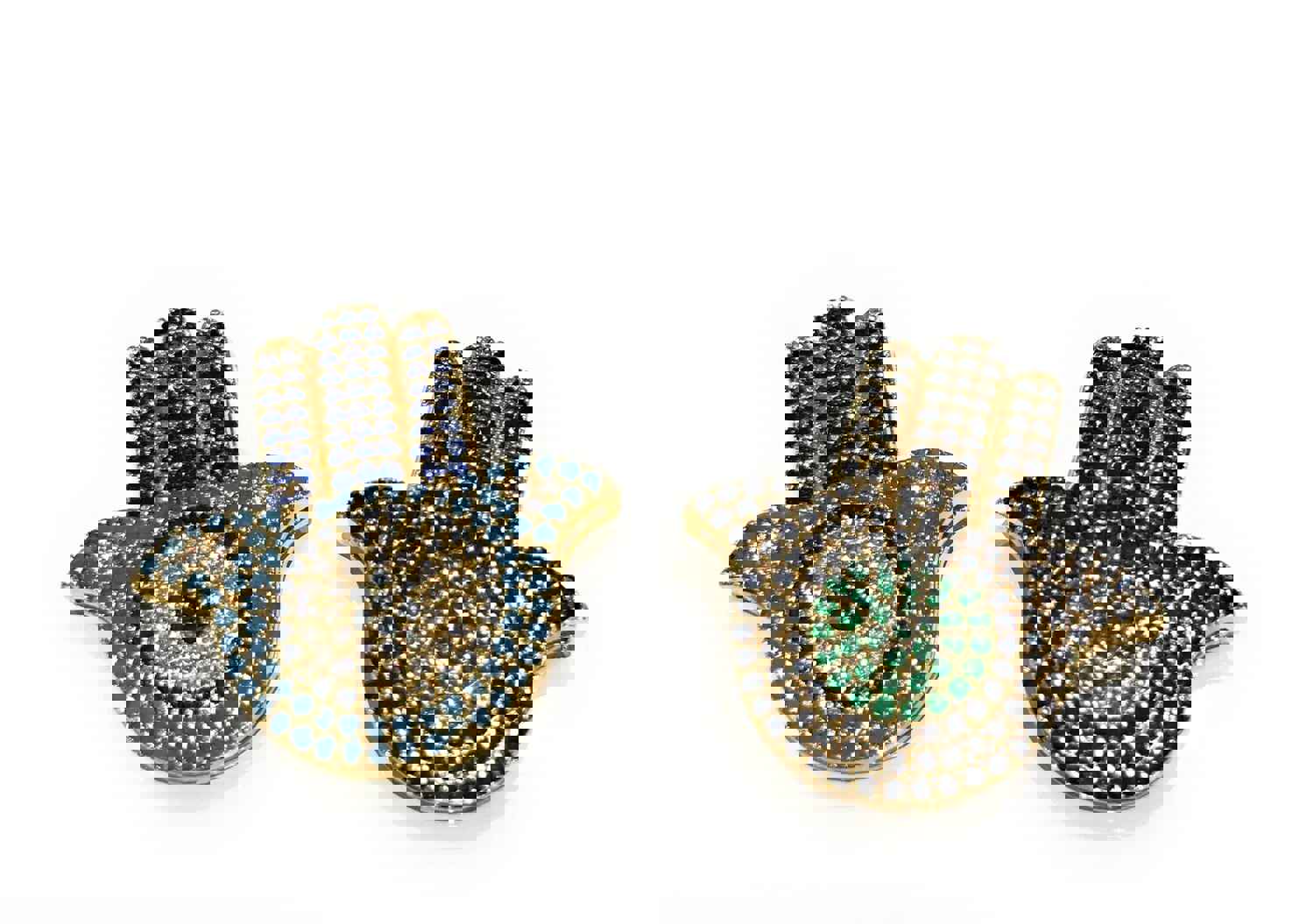 CZ Micro Pave Gold Plated Hamsa Hand Evil Eye Multi Strand Link Connector Jewelry Supplies
