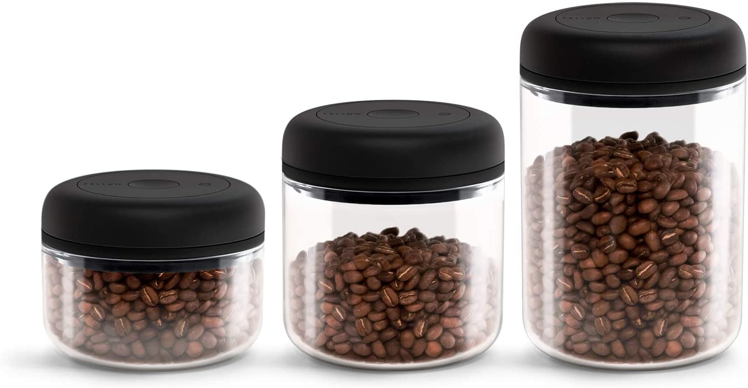 Fellow Atmos Vacuum Canister for Coffee & Food Storage - Airtight Sealed Container, Clear Glass, 1.2 Liter