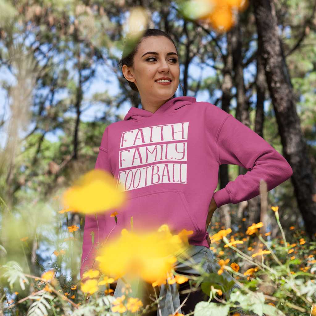 Faith, Family, Football Hoodie - Plush Pullover for Casual Comfort