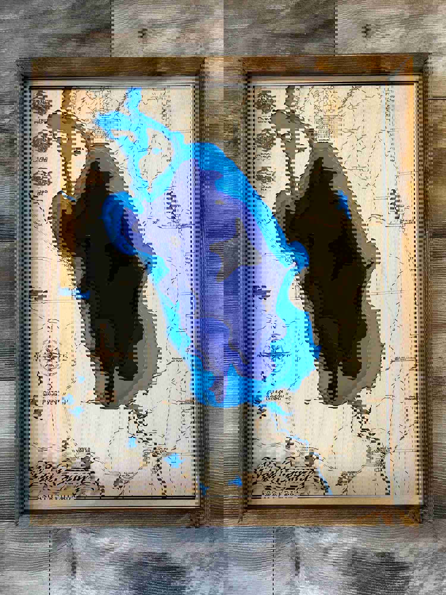 Custom 3D Lake George Wood Map - Handmade & Engraved in Florida