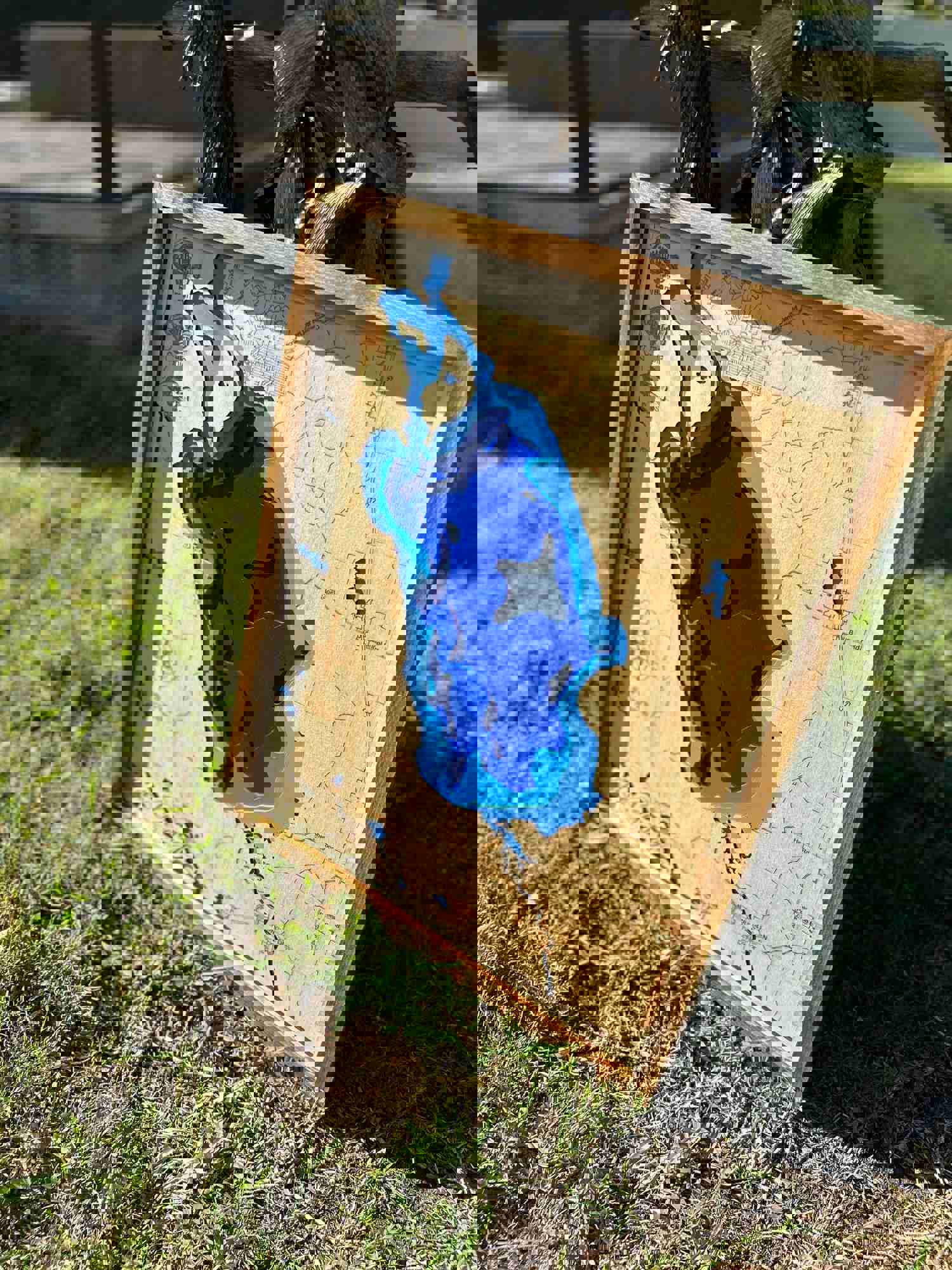 Custom 3D Lake George Wood Map - Handmade & Engraved in Florida