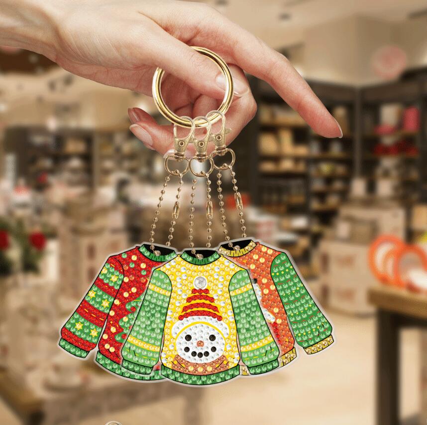 6 pcs DIY Diamond Painting Keychain