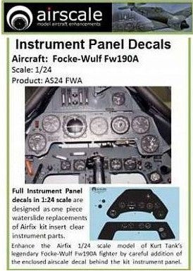 Airscale 1/24 Focke Wulf Fw190A Instrument Panel Decal