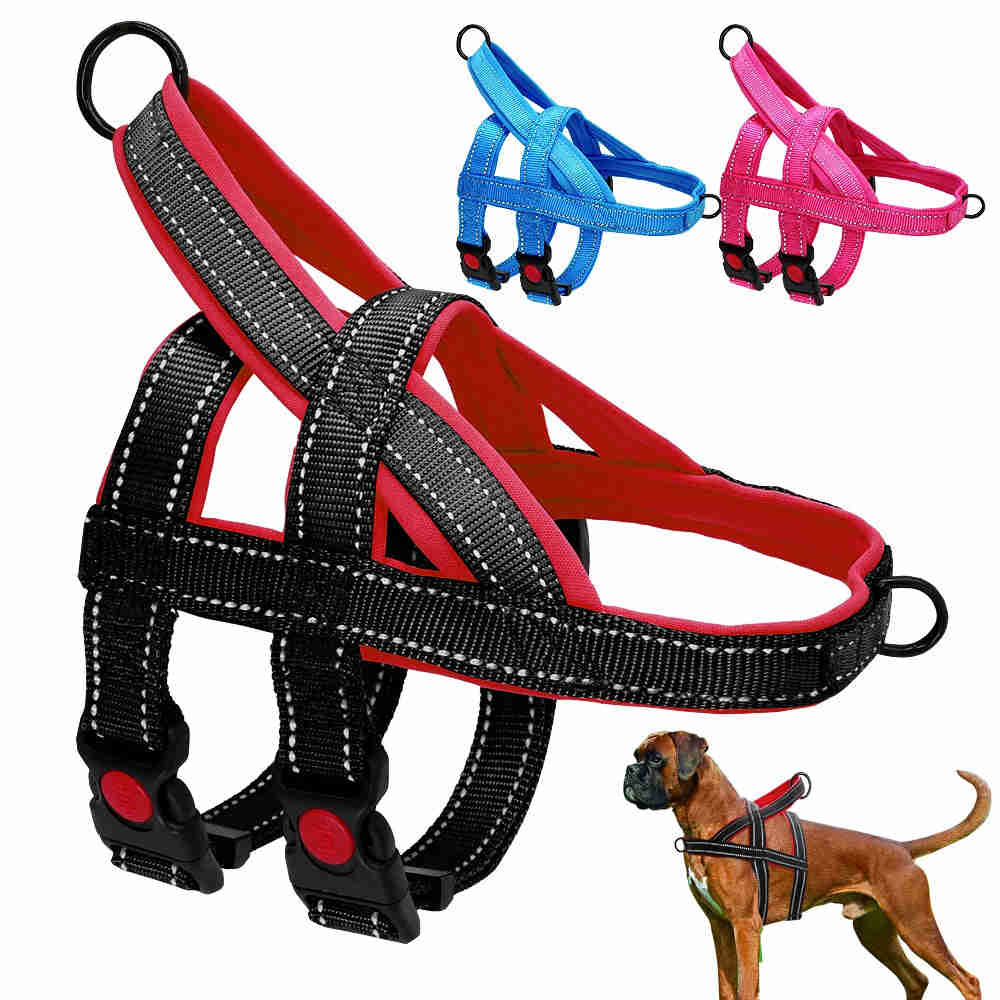 No Pull Nylon Dog Harness Reflective Adjustable Vest for Medium & Large Dogs