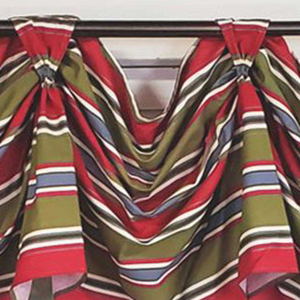 RLF Home Luxurious Modern Design Nigel Stripe Victory Swag 3-Scoop Window Valance 50 x 25