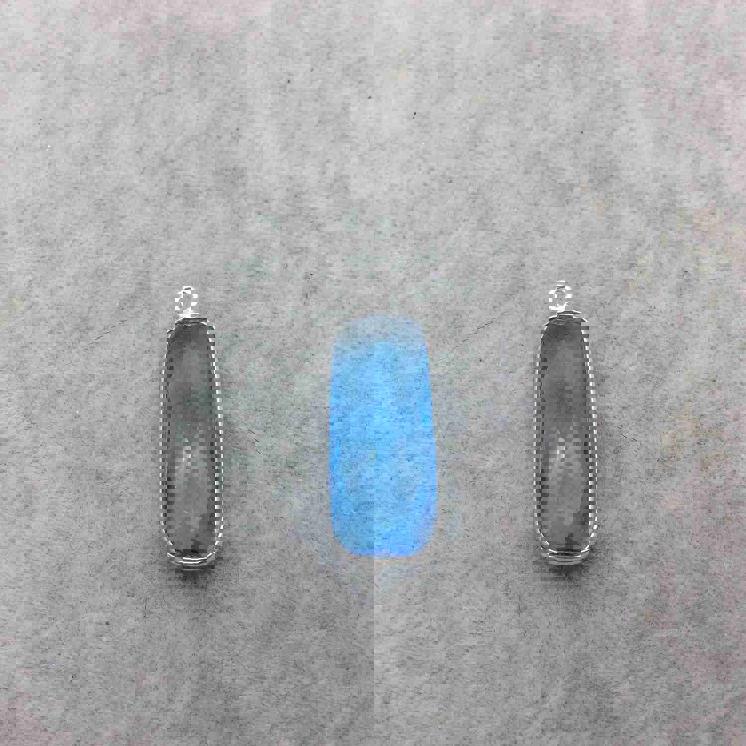 Sterling Silver Faceted Long Rectangle Ocean Blue Hydro Quartz Bezel Pendant