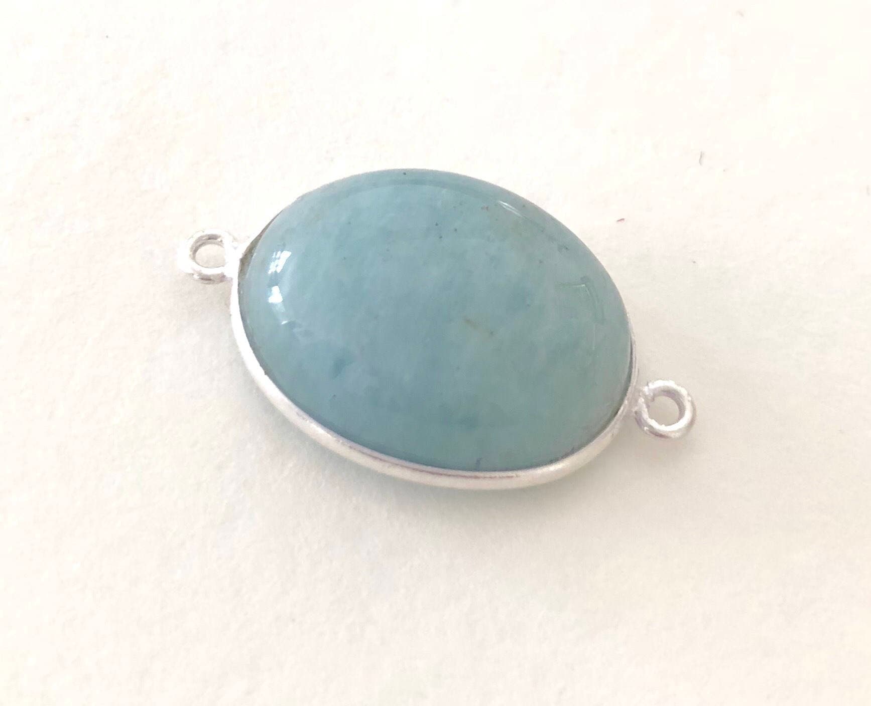Handmade 925 Sterling Silver Aquamarine Bezel Connector for Jewelry Making