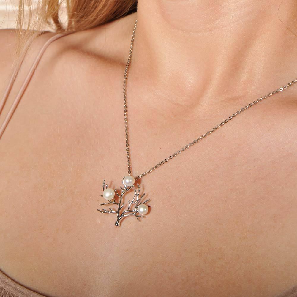 Pearl Coral Pendant - 925 Sterling Silver with Healing Gemstone