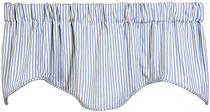 Cotton Ticking Stripe Window Valance Curtains - 53 x 18 Inches, Rod Pocket Design