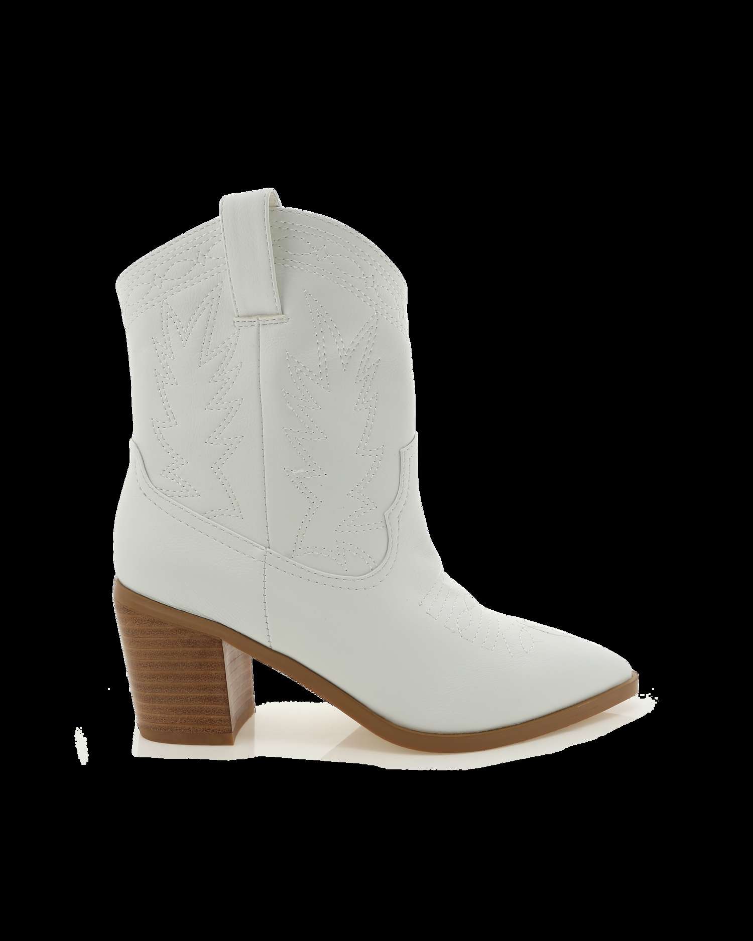 Nayli White Western Ankle Boots
