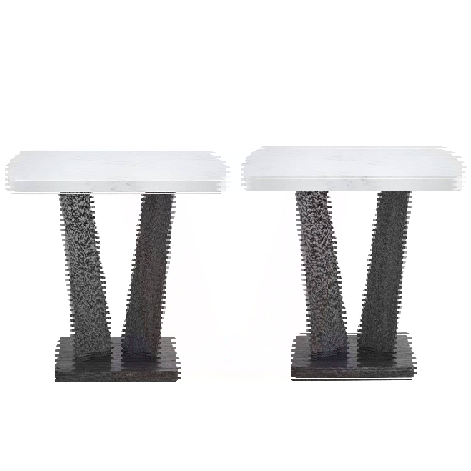 Modern Rectangular 63" Marble Dining Table with V-Shape Base