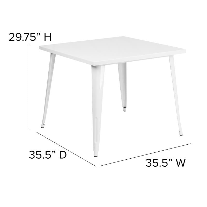 CH-51050-29 Flash Furniture Parker Commercial Grade 35.5 Square White Metal Indoor-outdoor Table