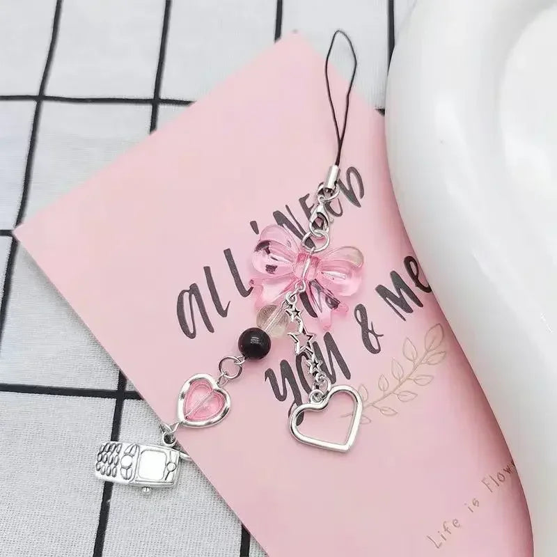 Kawaii Anime Hello Kitty Creative Bow Love Phone Chain Pendant