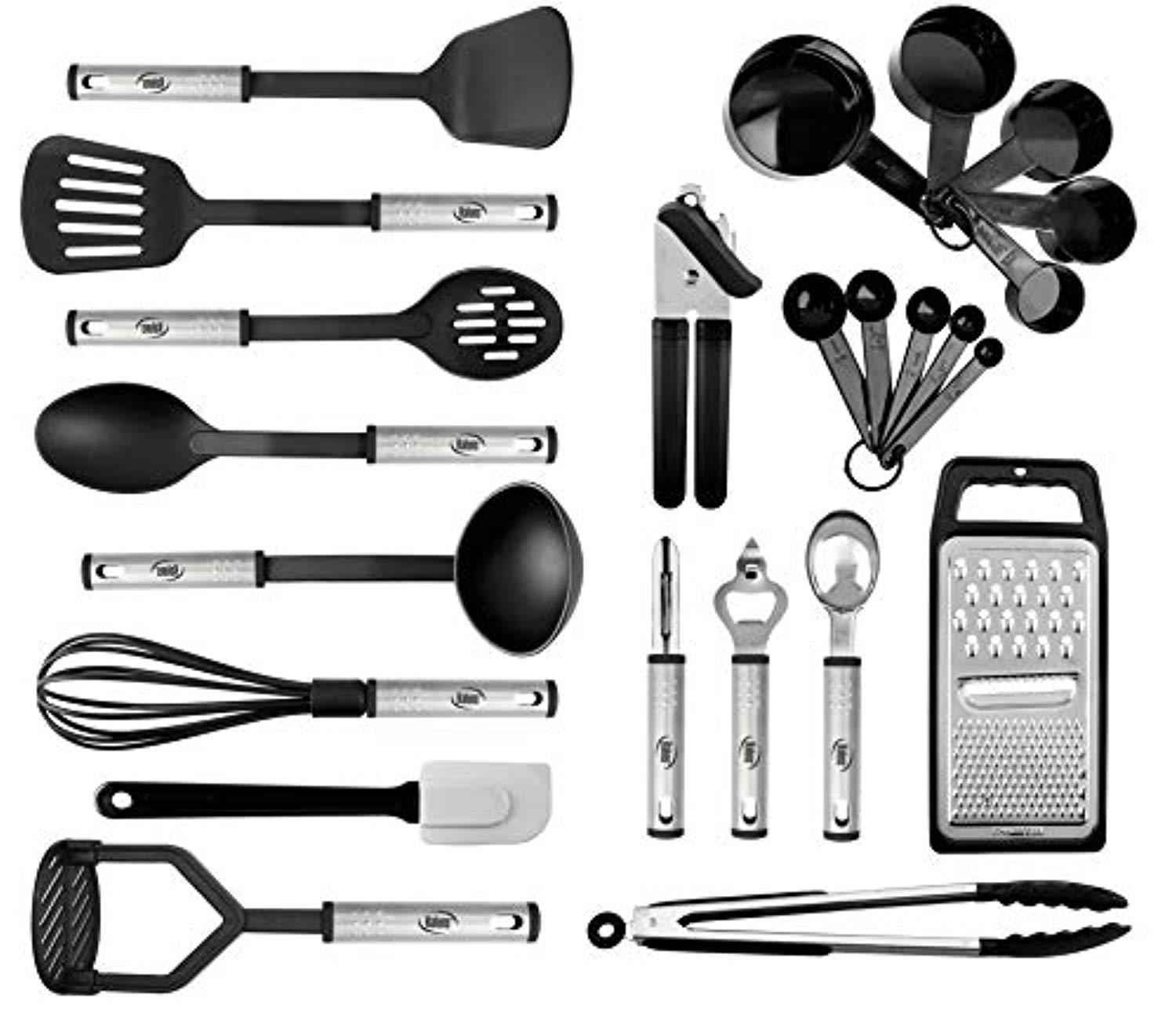 24-Piece Nylon Stainless Steel Kitchen Utensil Set - Non-Stick & Heat Resistant Cookware Collection