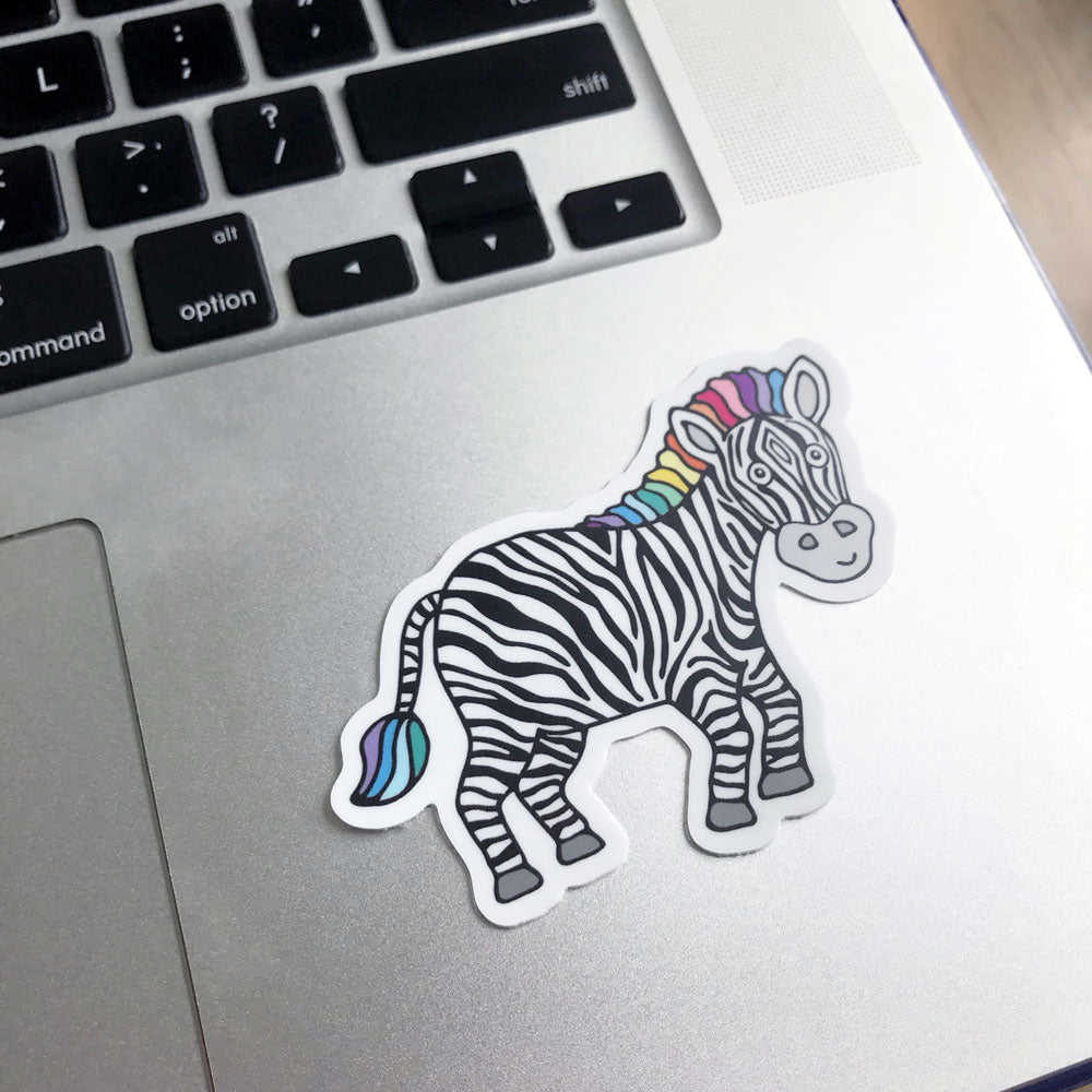 Zippy Zebra Vinyl Sticker - Waterproof & Scratch Resistant, Supports Charity