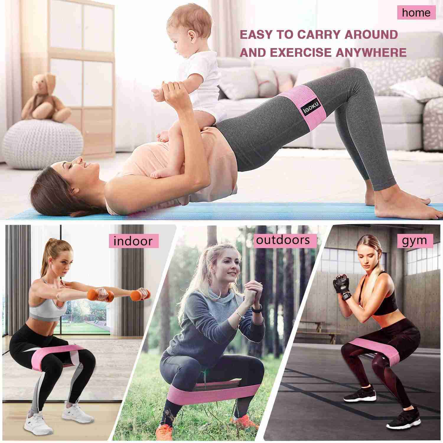 iGOKU Resistance Exercise Bands for Legs and Butt, 3 Pack (2019 Upgrade)